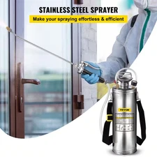 3 Gal. Stainless Steel Sprayer Adjustable Nozzle Hand Pump Sprayer Set with 2...