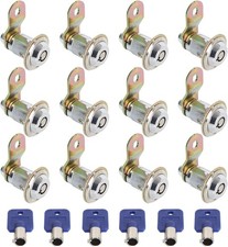 12 Pack Cam Locks Keyed Alike with 6 Keys 1-1/8 Inch 30Mm Tubular Cam Lock 90