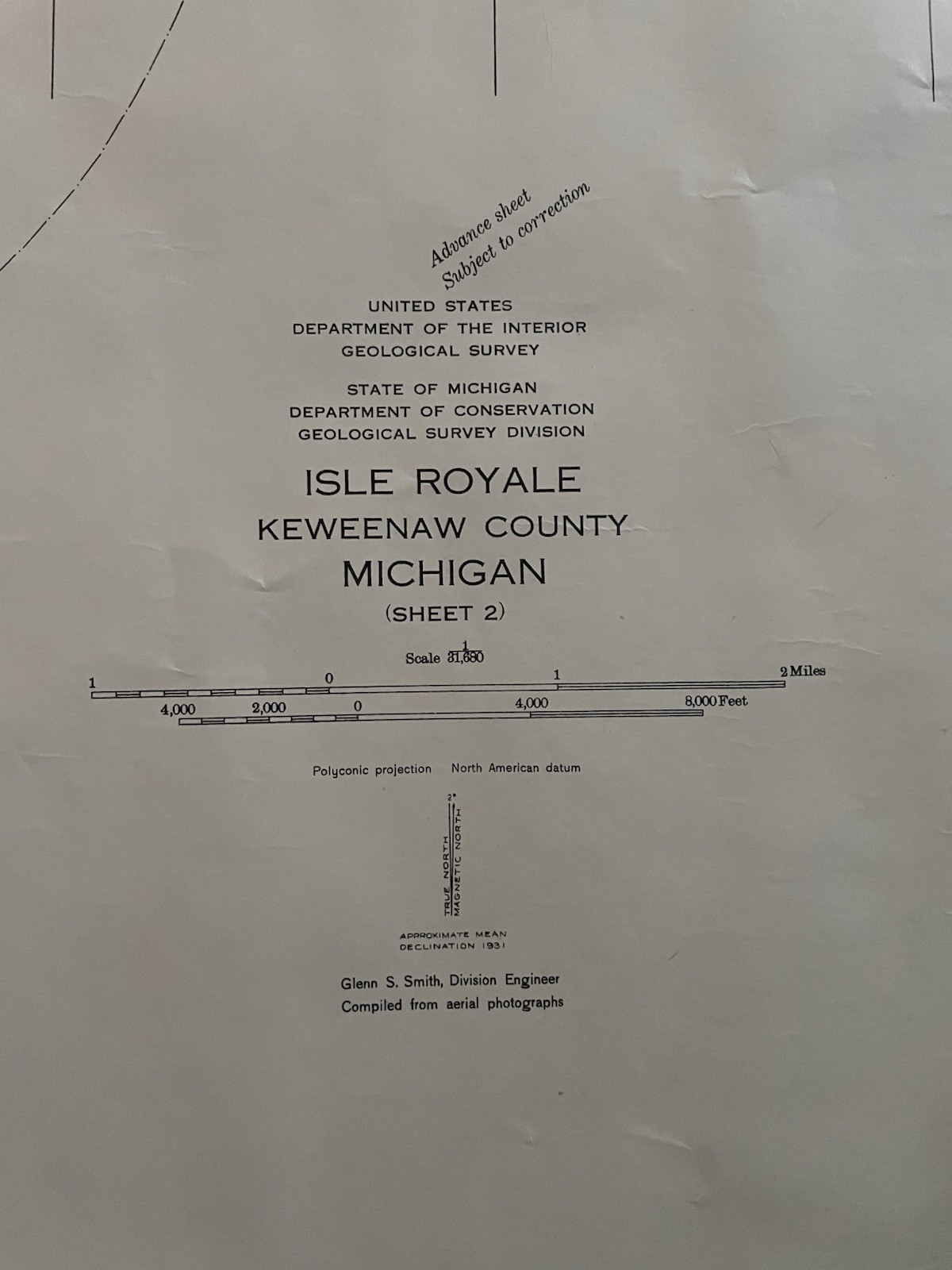 Isle Royal Keweenaw Michigan GeologicalSurveyMap56x44Inches Both Sheets 1 And 2