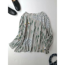 Mina Perhonen Cotton Long Sleeve Blouse Light Gray 38 Used