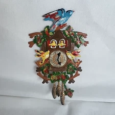 Cuckoo Clock Christmas Ornament Metal Hand Painted Black Forest  5'O Clock