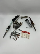 Lot Vintage UNGAR Screw On Solder Soldering tips W/ Two Irons BULK LOT USED