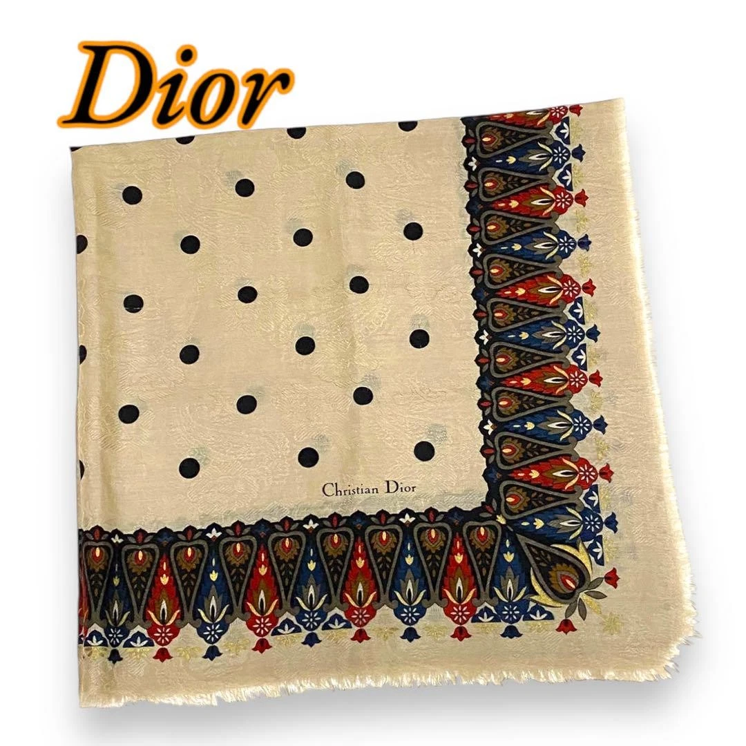 Foulard léger Dior beige motif floral unisexe 39,8 x 41,3 pouces
