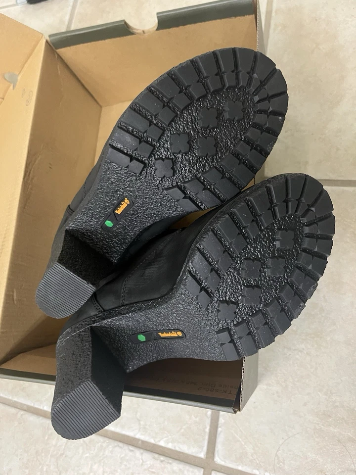 NOVAS Botas de Salto Timberland Glancy Femininas Tamanho 8 EUA/39 Couro Preto Impermeável - Imagem 4 de 4