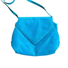 Charles Jourdan Paris Made in France Leather Shoulder Bag Turquoise Envelope
