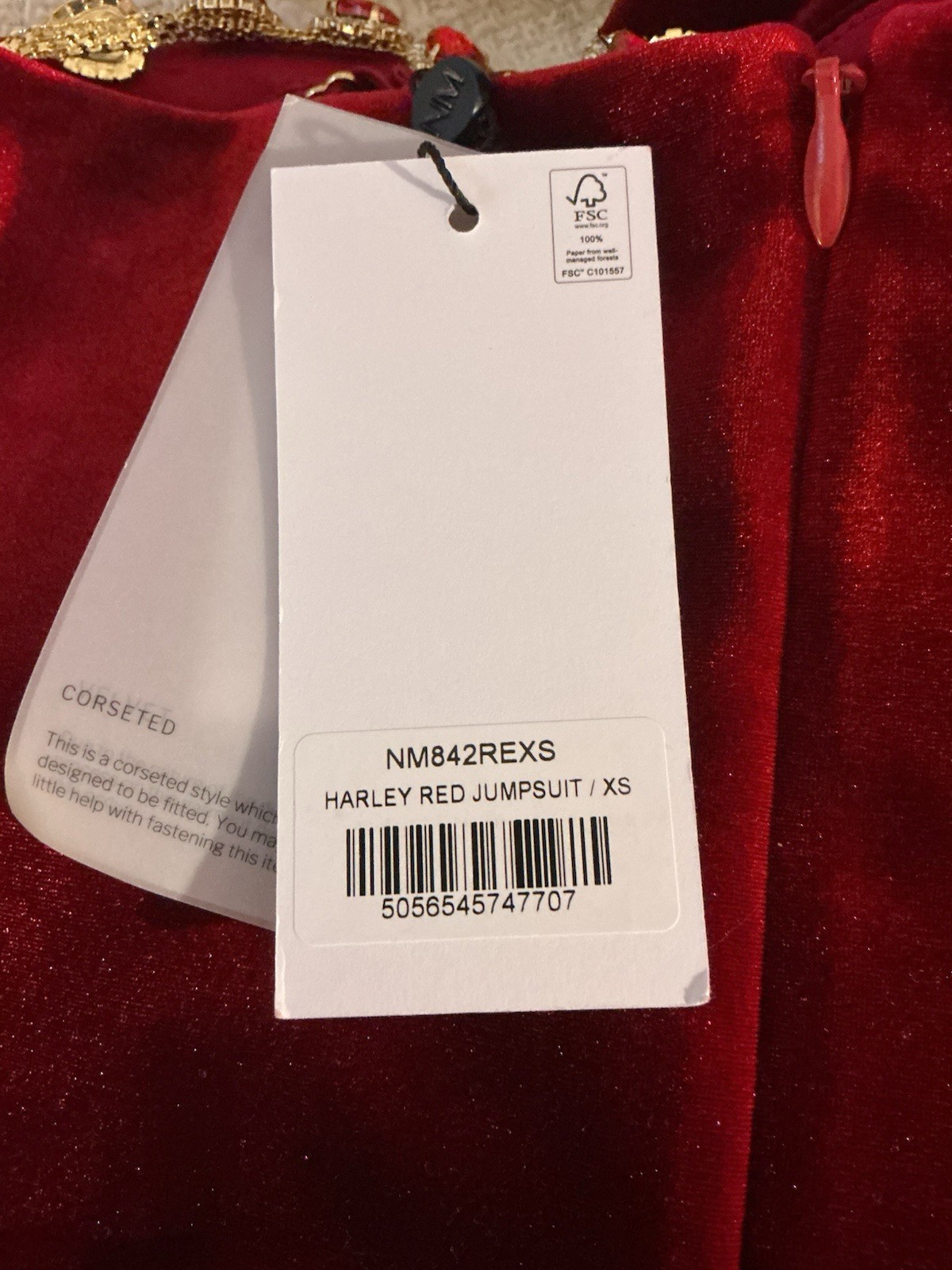 Nadine Merabi Harley Red Velvet Belted Jumpsuit Sz XS AUTHENTIC NWT image 7