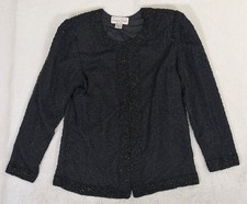 Vtg Laurence Kazar Silk Sequin Beaded Jacket Women Small Cocktail Party Formal