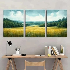 3pcs Rustic Countryside Landscape Perfect Wall Art Canvas Framed 50x70cm