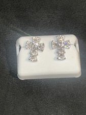 Moissanite 2.00ctw 925 Sterling Silver Cross Stud Earrings