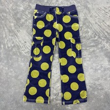 Mini Boden Purple Green Polka Dot Corduroy Cargo Pants Girls Sz 8