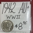 1942 Mercury Silver Dime (AU+) About Uncirculated+ Cond! ( WWII ERA) ENN Coins