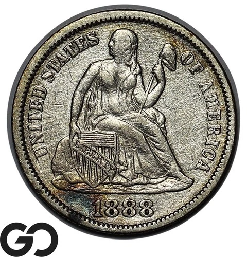 1888 Seated Liberty Dime, XF