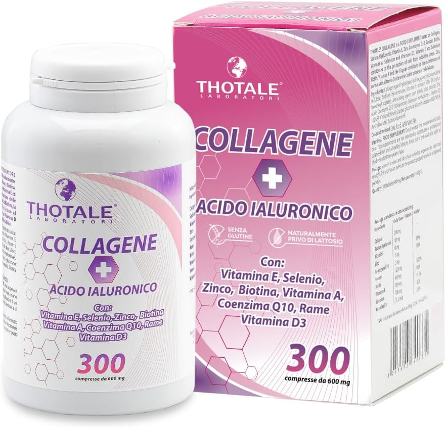 Integratore Collagene 2000mg + Acido Ialuronico | 300 Cpr per Sportivi