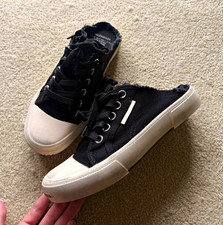 Balenciaga Black/White Canvas Lace-Up Sneakers Rubber Sole Round Toe US 7