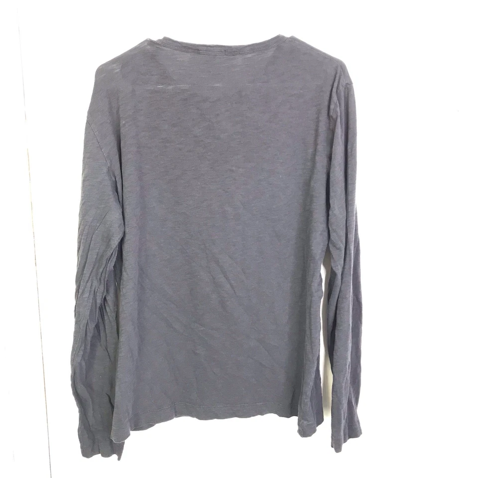 Theory Shirt Mens Size Large Gaskell Slub Cotton Henley Long Sleeve Charcoal - Image 2 of 4