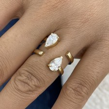 1.6ct F/VS2 Pear Cut Lab Created Diamond Yellow Gold Ring Certified Fine Jewelry
