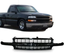 Front Grille Grill Black Compatible with 1999-2002 Chevrolet Silverado 1500 2500