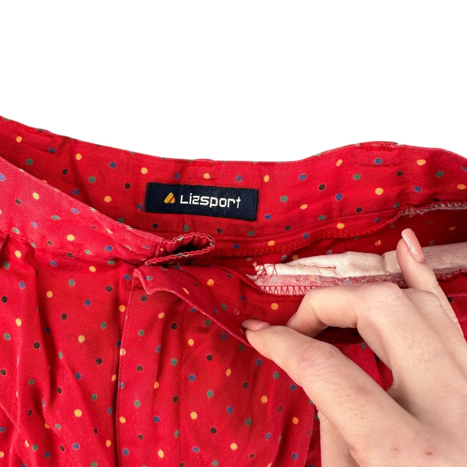 Pantalones Cortos Vintage LizSport Rojo Lunares Multicolor Mamá Cintura Alta Talla 8 Foto 4 de 4