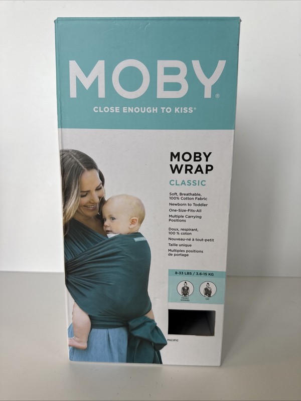 Moby Classic Baby Wrap (Teal Or Green) 8-33 Lbs Baby Sling Holder NIB