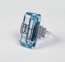 Art Deco 4.90 Ct Aquamarine Antique Vintage Wedding Ring 925 Sterling Silver