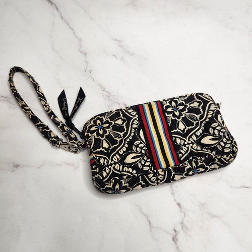 Vera Bradley Barcelona Black White Floral Print Wristlet Clutch Purse Bag - Picture 1 of 7