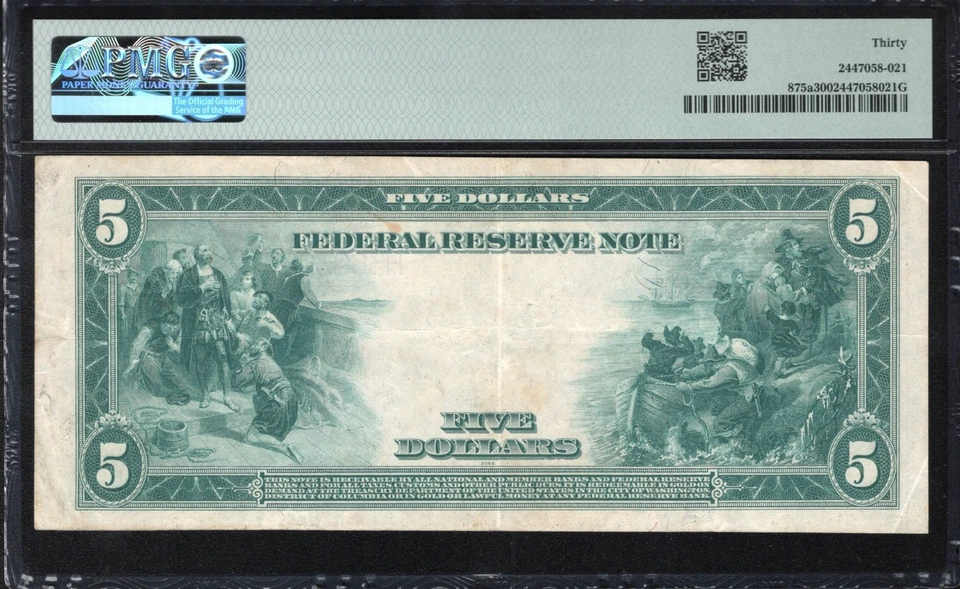 1914 $5 ST LOUIS FRN FEDERAL RESERVE NOTE PMG 30 Fr 875a - Image 2 of 2