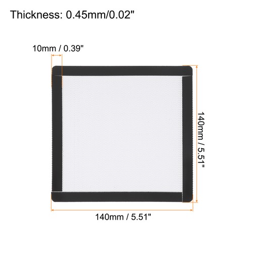 3PCS PC Dust Filter 140x140mm Magnetic Frame PVC Computer Cooler Mesh White - Afbeelding 2 van 4