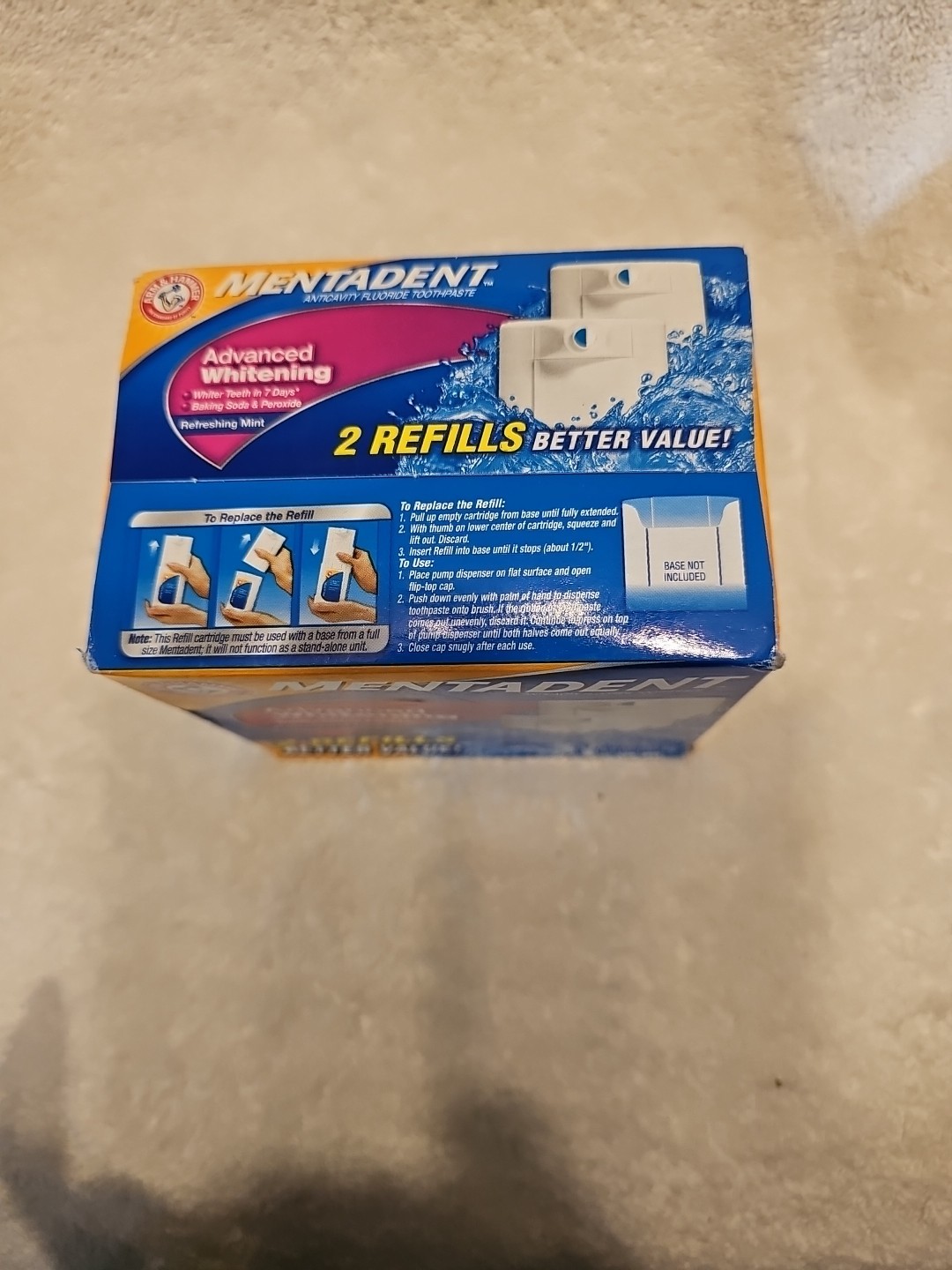 Mentadent Advanced Whitening Toothpaste, Refreshing Mint 2 Refills/5.25 oz. each