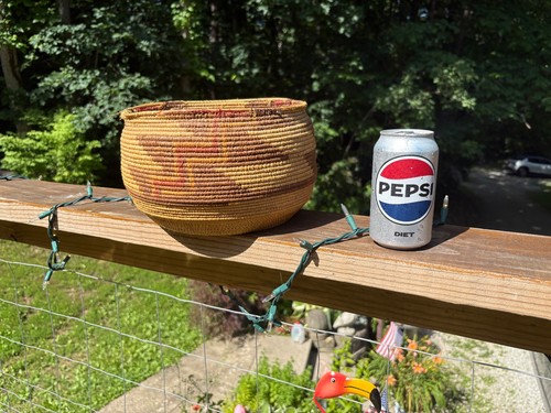 Antique Vintage Native American Coiled Basket  maker unknown ? Selling as is.