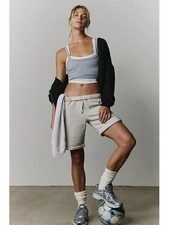 FREE PEOPLE FP MOVEMENT FOR THE WIN DRAWSTRING SWEAT LONG SHORTS NEW HEATHER XS