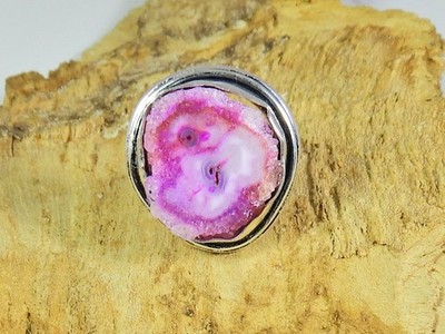 Color Enhanced Solar Druzy 925 Solid Sterling Silver Ring Size US-7.5