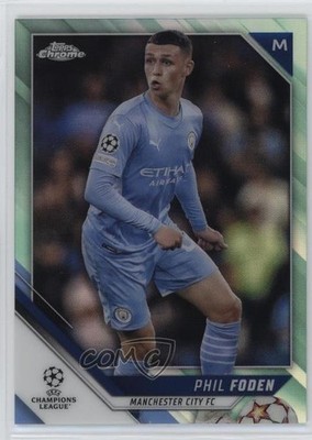 2021 Topps Chrome UEFA Champions League Aqua Refractor /199 Phil Foden #129 0c2