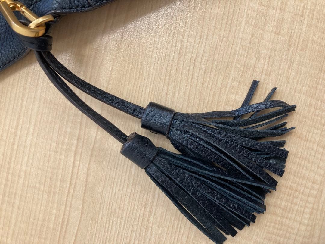 Tory Burch McGraw Shoulder Bag Leather Black Tassel Women's From Japan thumbnail 5