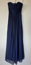David’s Bridal Dress F15555 Formal Bridesmaid Cocktail Strapless Long Navy 6