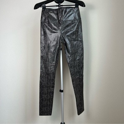 7 For All Mankind Snake Print Faux Leather Coated Textured Leggings Size S