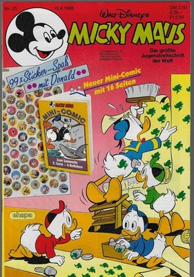 Micky Maus Nr.25 / 1988 Mit Beilage: 99 Donald-Sticker und Mini-Comic