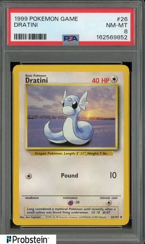 1999 Pokemon Game #26 Dratini PSA 7 NM