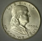 1950 D Franklin Silver Half Dollar 50c US Coin Uncirculated Denver Mint BU