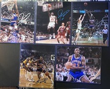 Gerald Wilkins hand signed New York Knicks Cleveland Cavaliers NBA photo lot (5)