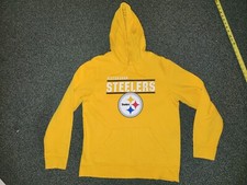 PITTSBURGH STEELERS LOGO HOODED LONG SLEEVED GOLD HOODED SWEATSHIRT MEDIUM