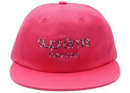 Supreme Multicolore Sergé Classic logo 6 panneaux casquette rose OS S/S 17