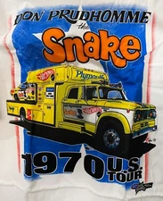 "VRHTF NHRA VERY COOL "1970 US TOUR DON THE SNAKE PRUDHOMME" COOL LARGE T SHIRT"
