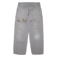 CARHARTT Carpenter Workwear Mens Jeans Grey Relaxed Straight W33 L30
