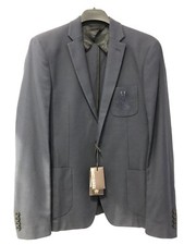 ROBERTO CAVALLI NAVY BLUE WOOL WOVEN EMBROIDERED JACKET BLAZER Size 44 euro 54