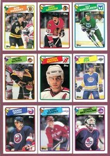 1988-89 TOPPS NHL HOCKEY CARD 134-198 & BOX BOTTOM + STICKER INSERTS SEE LIST