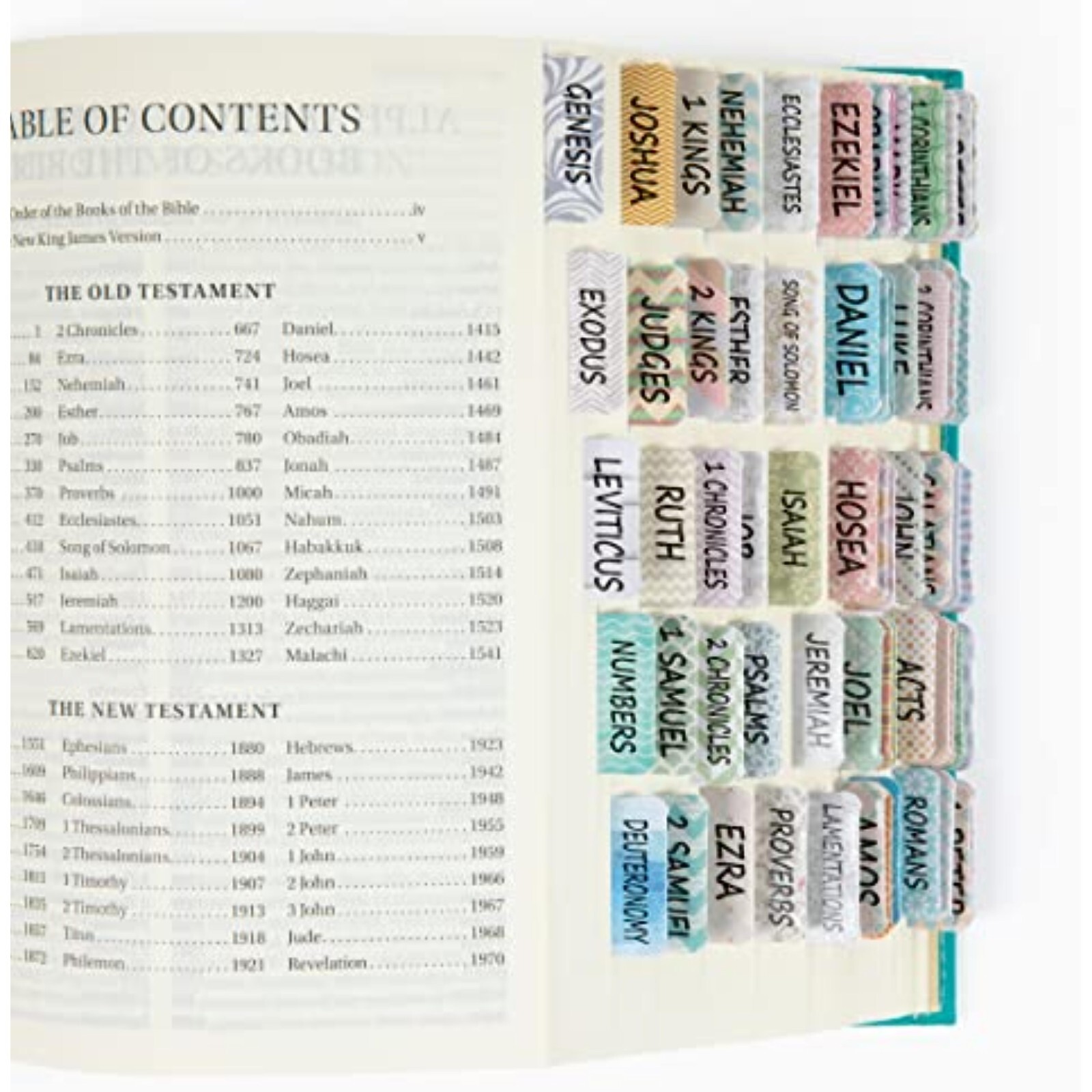 Laminated Bible Tabs Set with 75 Old New Testament Tabs for Journaling and Study-image
