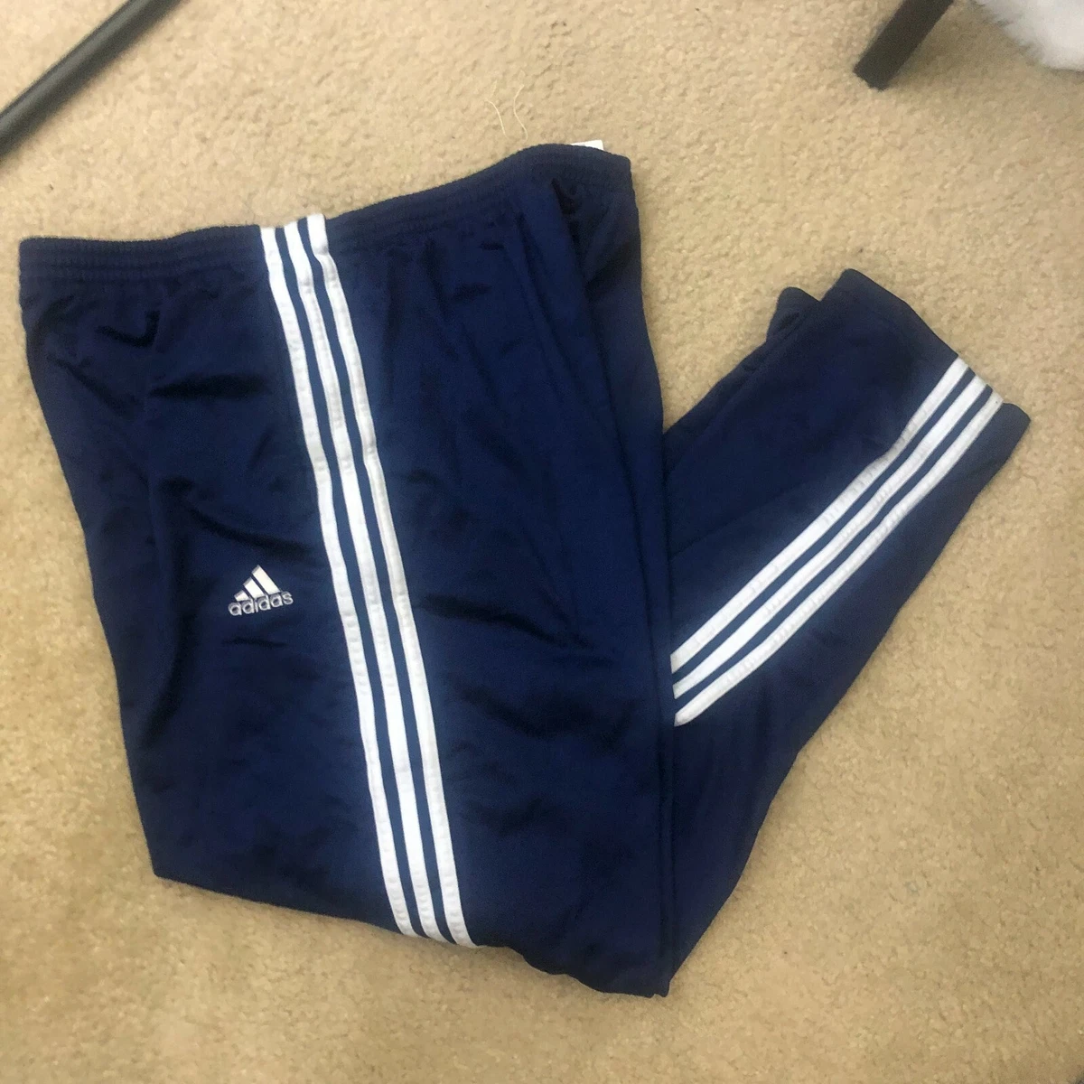 Vintage 90s Adidas 3 Stripe Full Snap Sides Break Tear Away Blue Track  Pants L