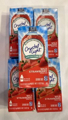 5 Boxes Crystal Light Wild Strawberry Drink Mix 10 packets each BB 04/2025 +