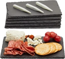 6 Pack Mini Charcuterie Boards Serving Tray Stone Plates with Chalks for Sushi