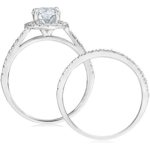 Zertifiziert 2 1/2 ct Halo Lab gewachsen Diamant Verlobungsring passend Hochzeitsset - Bild 3 von 6
